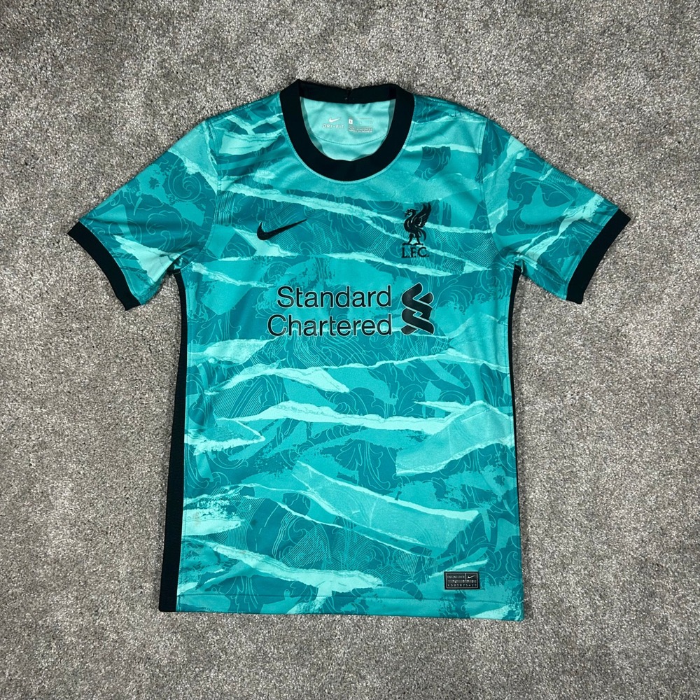 Nike Liverpool FC 2021-22 Away Jersey Kids Large Teal Soccer Shirt DB2558-336